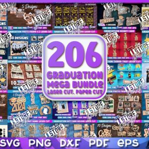 Graduation Mega Bundle | Mega Grad SVG Bundle | Class of 2024 Laser Cut Mega Bundle | Graduation 206 Lasercut Designs | 3D Grad lasercut